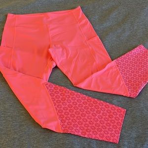 Zyia Neon Coral Flower Power Luxe Leggings